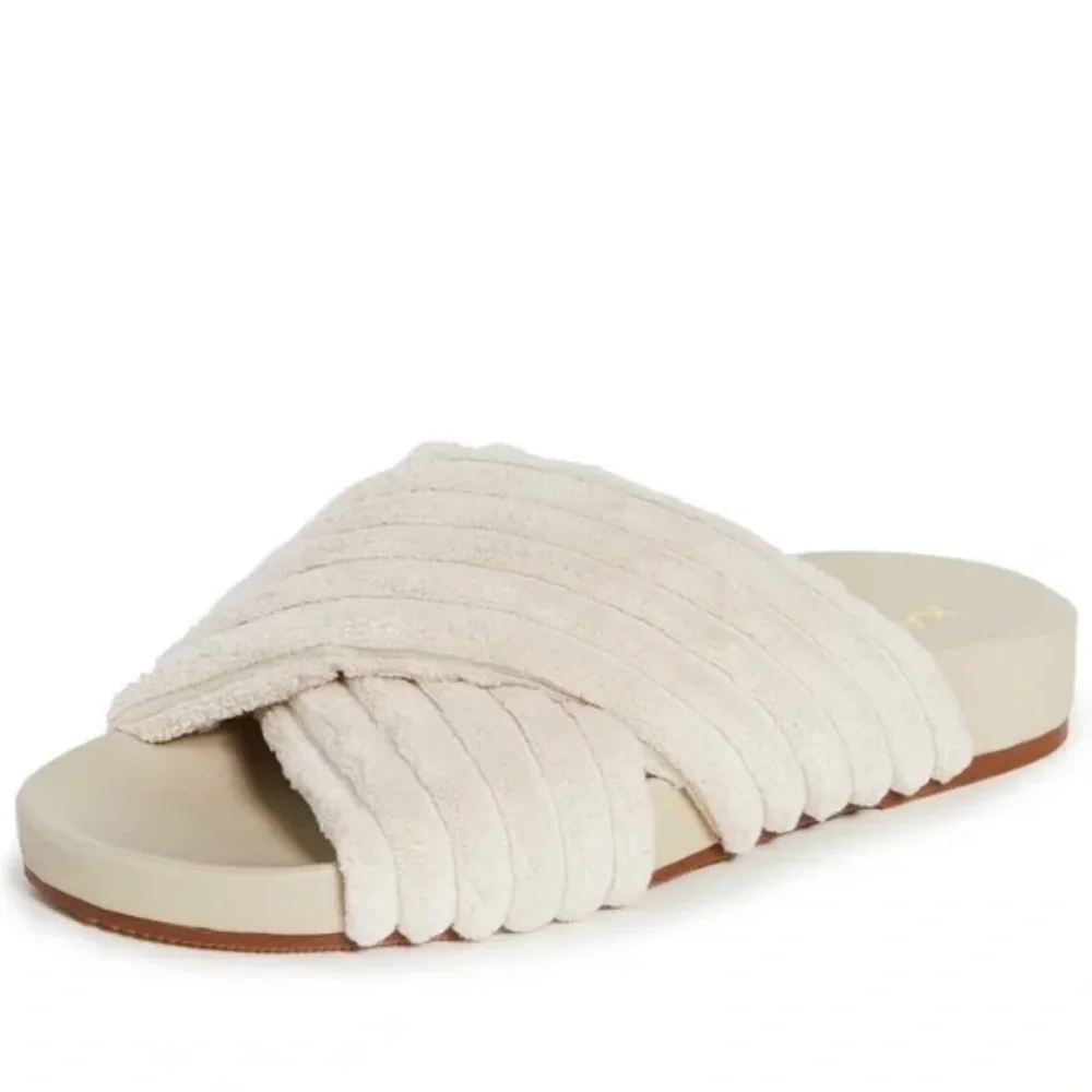 KAANAS Sinatra Slides ivory 9 soft velour‎